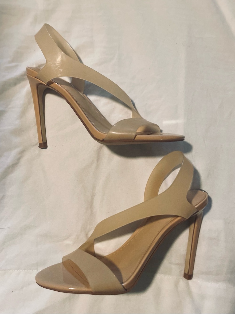 Guess. Nude Patent Slingback High Heel Sandals